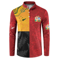 Custom British Lions-AUNZ Button Sweatshirt Australia-New Zealand Indigenous Motif LT9 Red - Polynesian Pride