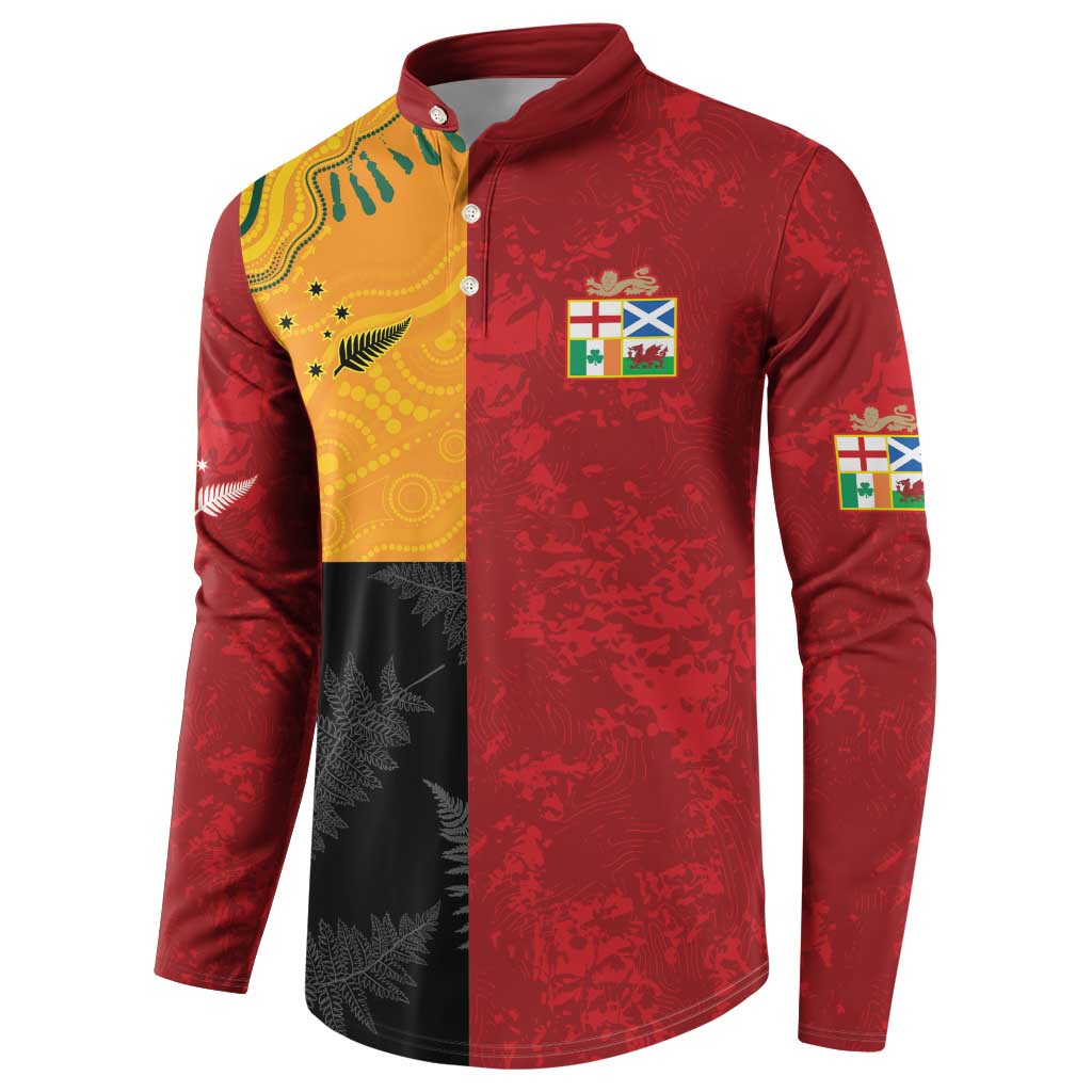Custom British Lions-AUNZ Button Sweatshirt Australia-New Zealand Indigenous Motif LT9 - Polynesian Pride