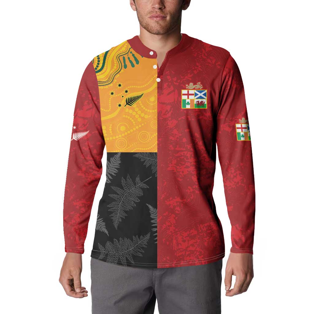 Custom British Lions-AUNZ Button Sweatshirt Australia-New Zealand Indigenous Motif LT9 - Polynesian Pride