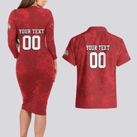 Custom British Lions-AUNZ Couples Matching Long Sleeve Bodycon Dress and Hawaiian Shirt Australia-New Zealand Indigenous Motif