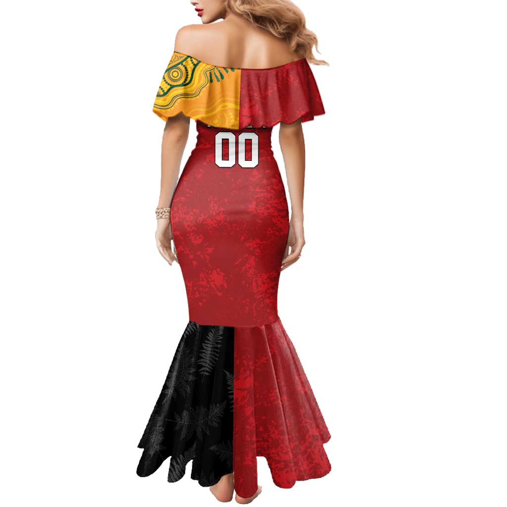 Custom British Lions-AUNZ Family Matching Mermaid Dress and Hawaiian Shirt Australia-New Zealand Indigenous Motif