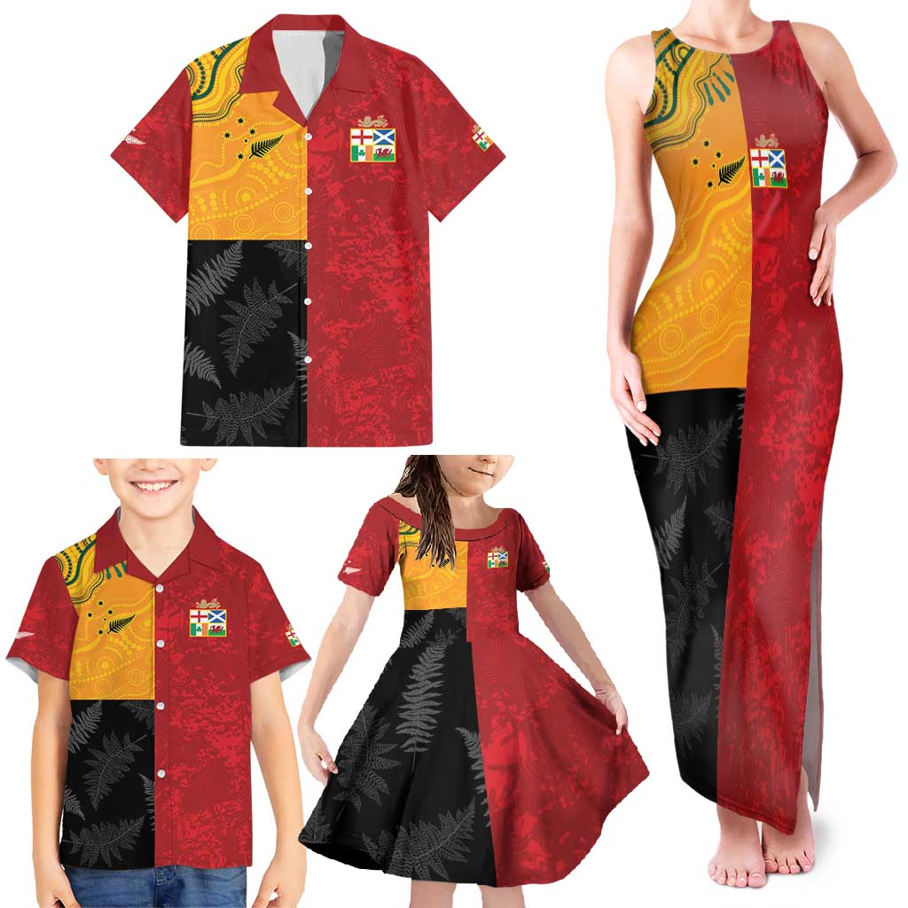 Custom British Lions-AUNZ Family Matching Tank Maxi Dress and Hawaiian Shirt Australia-New Zealand Indigenous Motif LT9 - Polynesian Pride