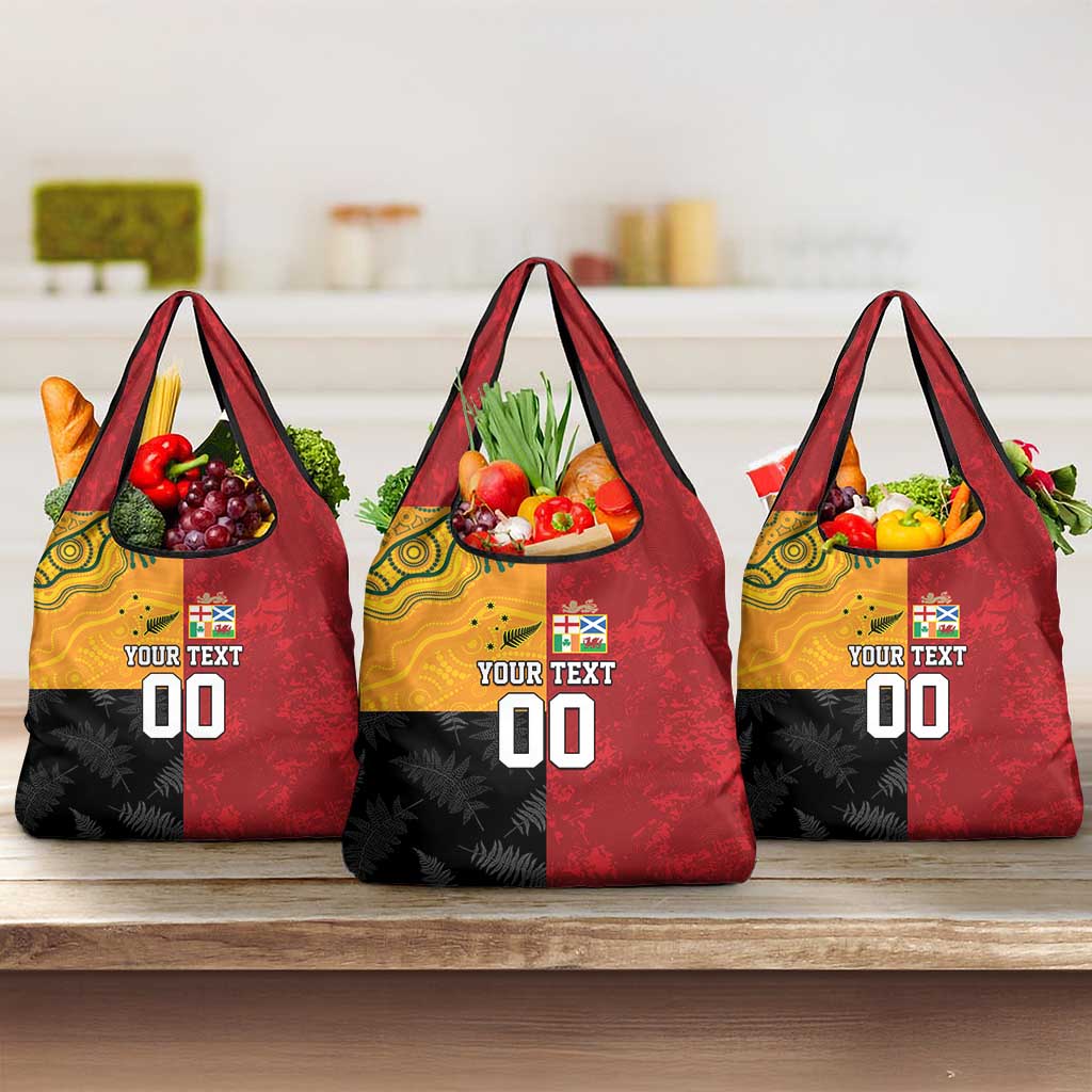 Custom British Lions-AUNZ Grocery Bag Australia-New Zealand Indigenous Motif LT9 3-pack One Size Red - Polynesian Pride
