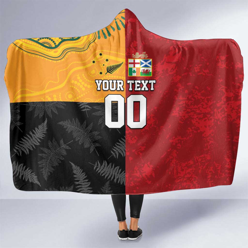 Custom British Lions-AUNZ Hooded Blanket Australia-New Zealand Indigenous Motif