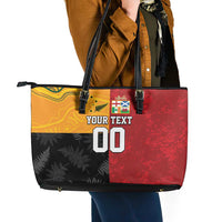 Custom British Lions-AUNZ Leather Tote Bag Australia-New Zealand Indigenous Motif