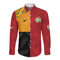 Custom British Lions-AUNZ Long Sleeve Button Shirt Australia-New Zealand Indigenous Motif LT9 Unisex Red - Polynesian Pride