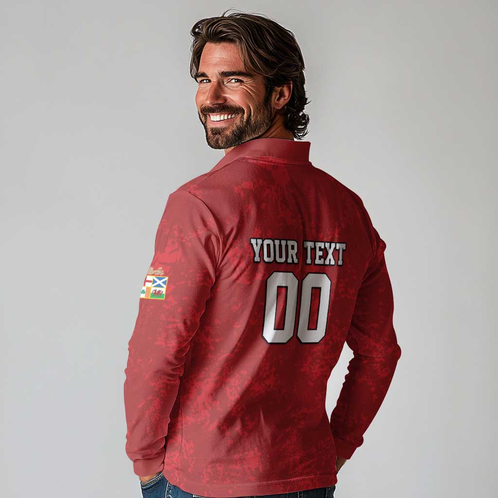 Custom British Lions-AUNZ Long Sleeve Polo Shirt Australia-New Zealand Indigenous Motif