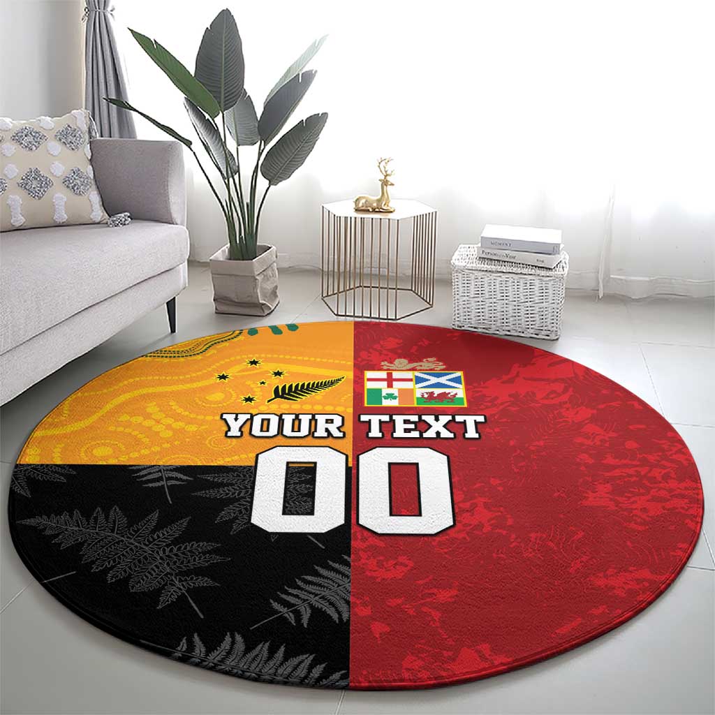 Custom British Lions-AUNZ Round Carpet Australia-New Zealand Indigenous Motif