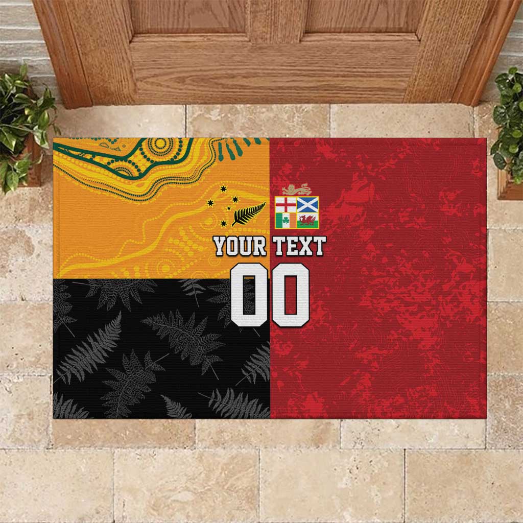 Custom British Lions-AUNZ Rubber Doormat Australia-New Zealand Indigenous Motif LT9 Red - Polynesian Pride