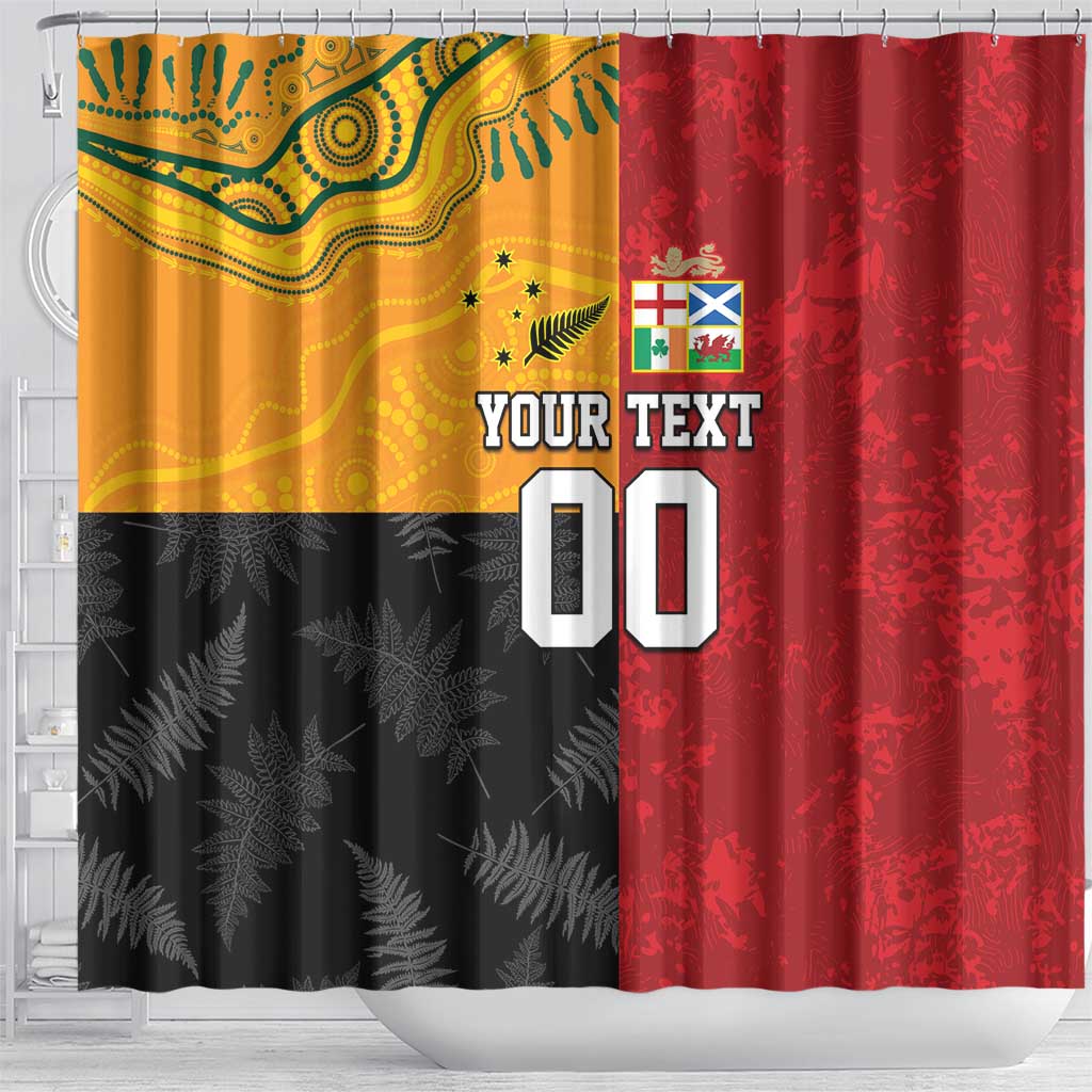 Custom British Lions-AUNZ Shower Curtain Australia-New Zealand Indigenous Motif