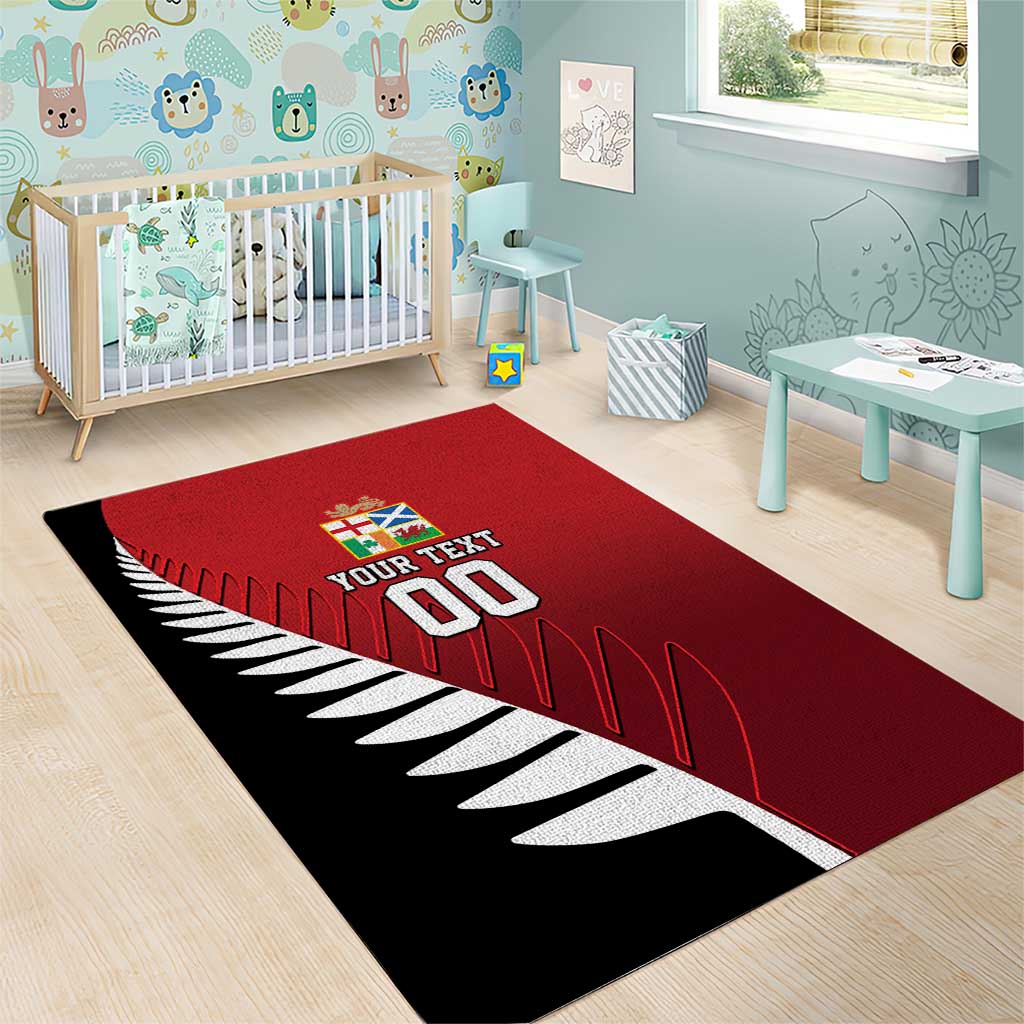 Custom British Lions New Zealand Area Rug Half Black Fern