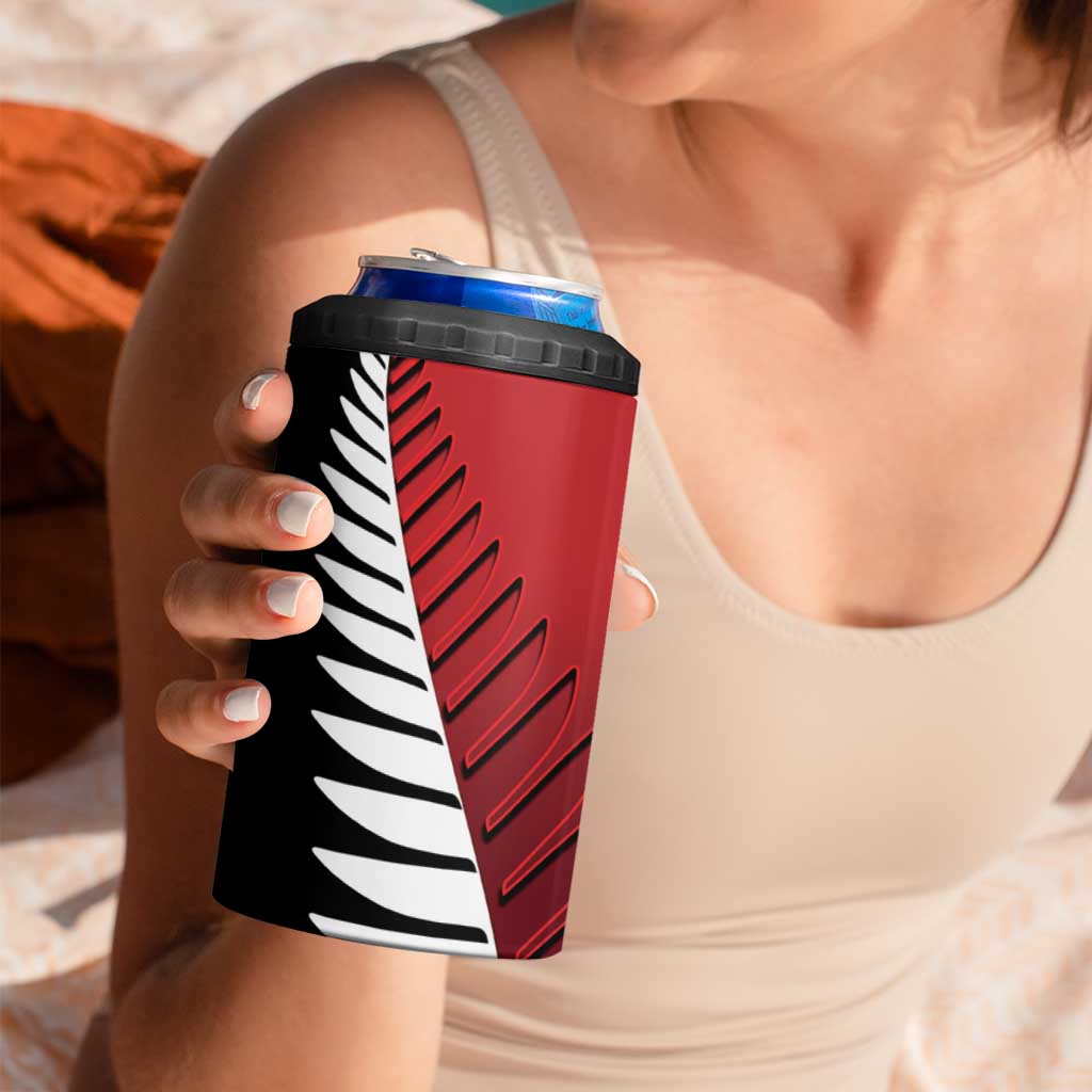 Custom British Lions New Zealand 4 in 1 Can Cooler Tumbler Half Black Fern LT9 - Polynesian Pride