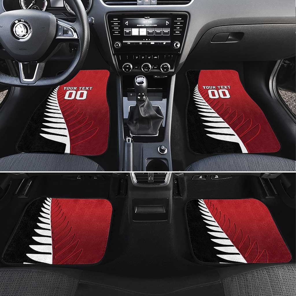 Custom British Lions New Zealand Car Mats Half Black Fern LT9 Set 4pcs Red - Polynesian Pride