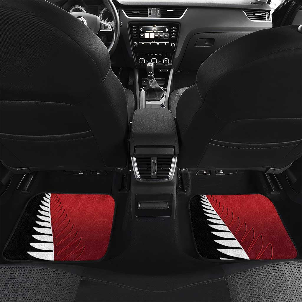 Custom British Lions New Zealand Car Mats Half Black Fern LT9 Set 2pcs - Back Red - Polynesian Pride
