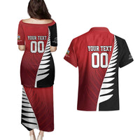 Custom British Lions New Zealand Couples Matching Puletasi and Hawaiian Shirt Half Black Fern LT9 - Polynesian Pride