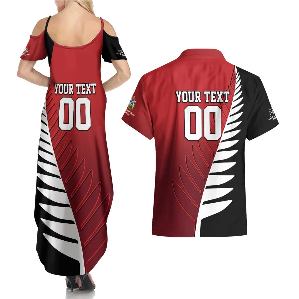 Custom British Lions New Zealand Couples Matching Summer Maxi Dress and Hawaiian Shirt Half Black Fern LT9 - Polynesian Pride