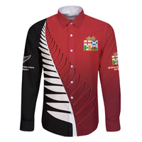 Custom British Lions New Zealand Family Matching Off The Shoulder Long Sleeve Dress and Hawaiian Shirt Half Black Fern