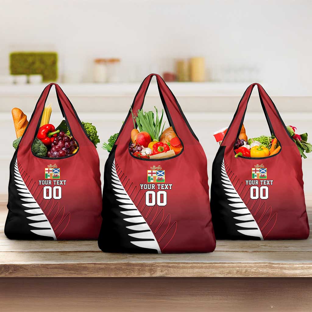 Custom British Lions New Zealand Grocery Bag Half Black Fern LT9 3-pack One Size Red - Polynesian Pride