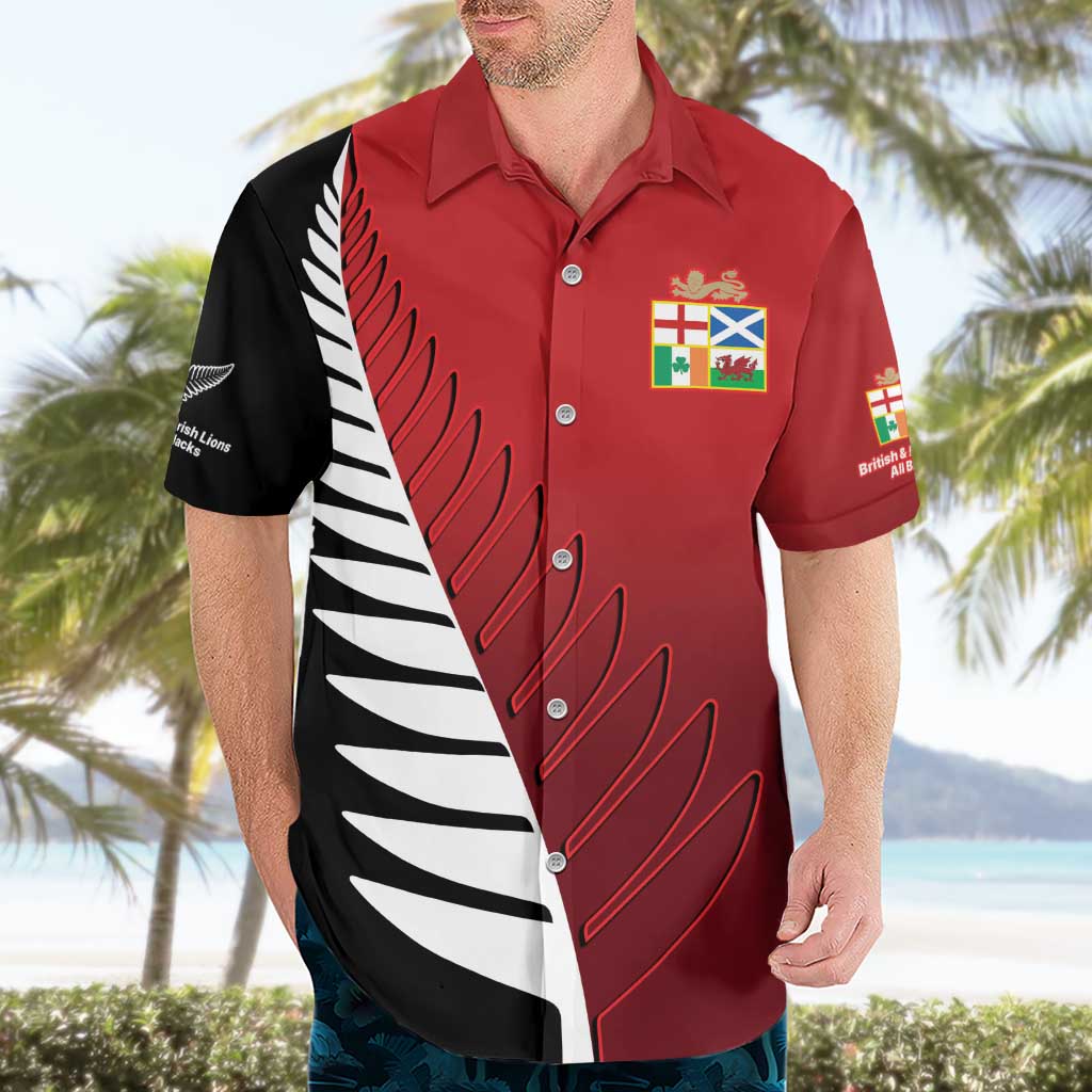 Custom British Lions New Zealand Hawaiian Shirt Half Black Fern LT9 - Polynesian Pride