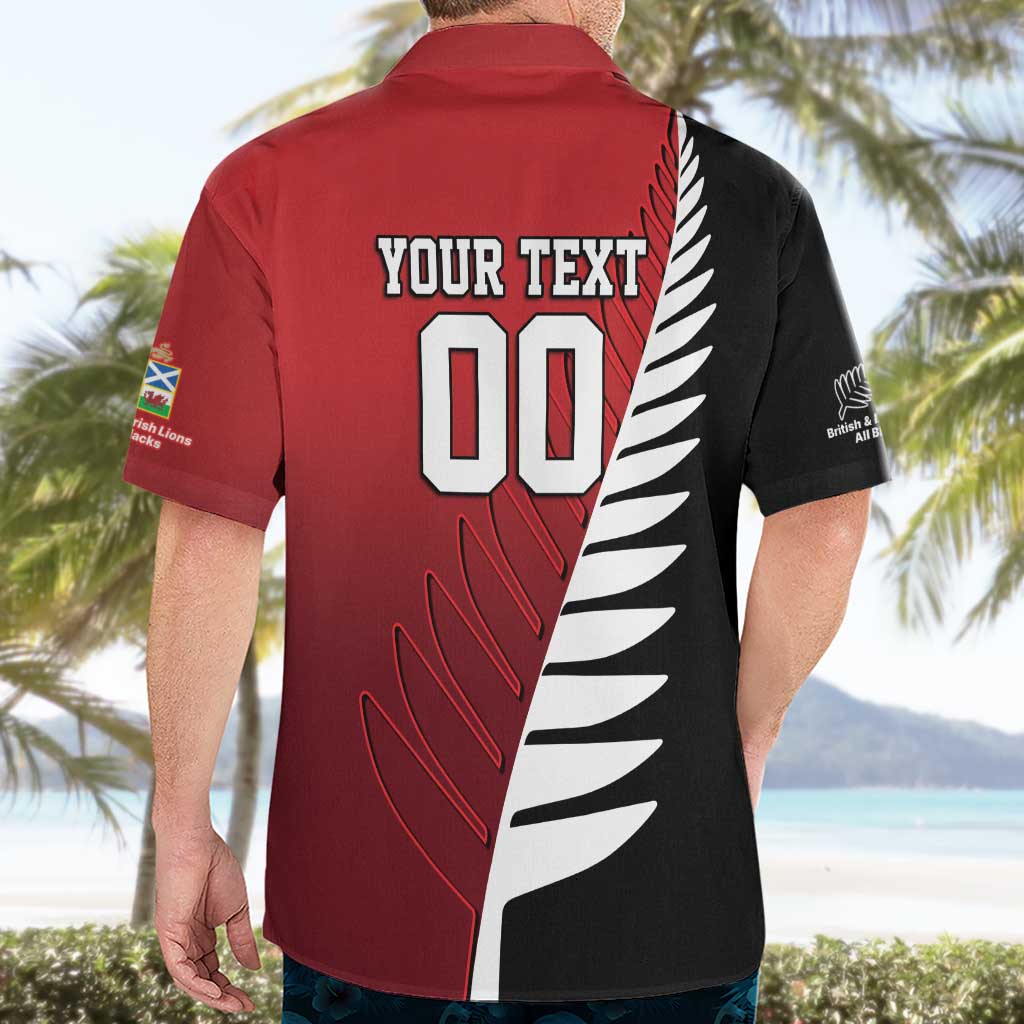 Custom British Lions New Zealand Hawaiian Shirt Half Black Fern LT9 - Polynesian Pride