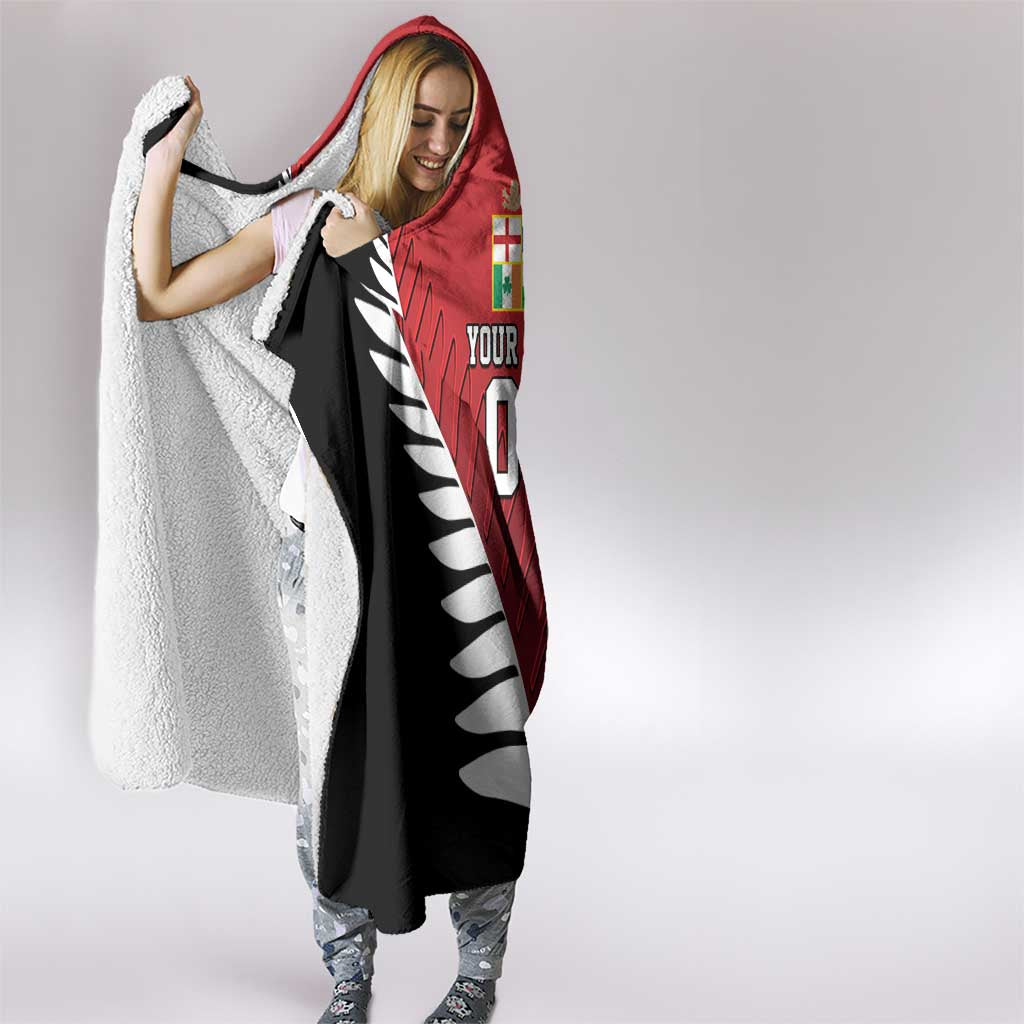 Custom British Lions New Zealand Hooded Blanket Half Black Fern