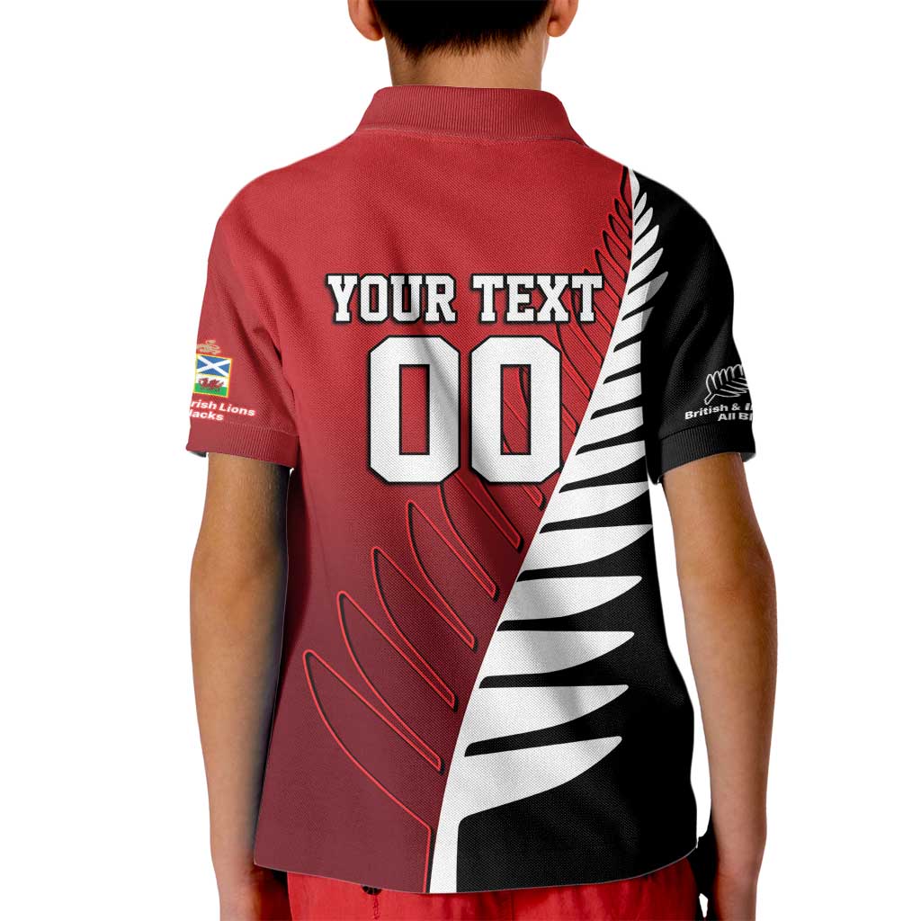 Custom British Lions New Zealand Kid Polo Shirt Half Black Fern