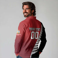 Custom British Lions New Zealand Long Sleeve Polo Shirt Half Black Fern