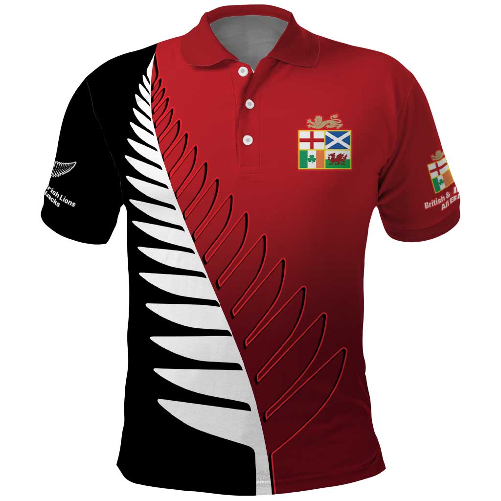Custom British Lions New Zealand Polo Shirt Half Black Fern