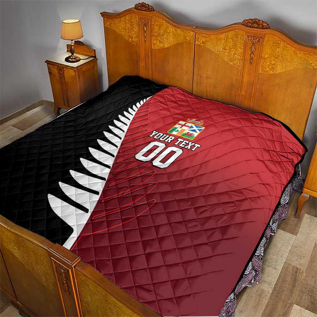 Custom British Lions New Zealand Quilt Half Black Fern