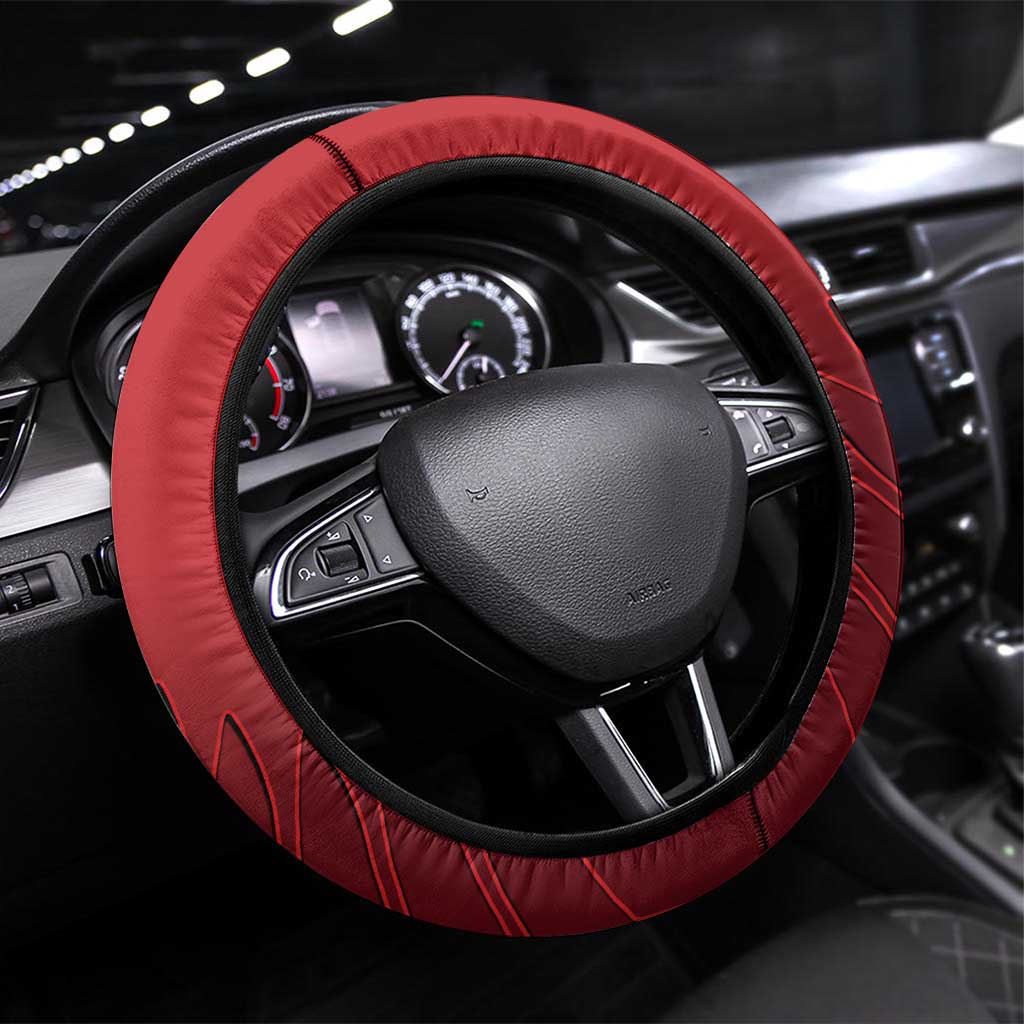 British Lions New Zealand Steering Wheel Cover Half Black Fern LT9 Universal Fit Red - Polynesian Pride