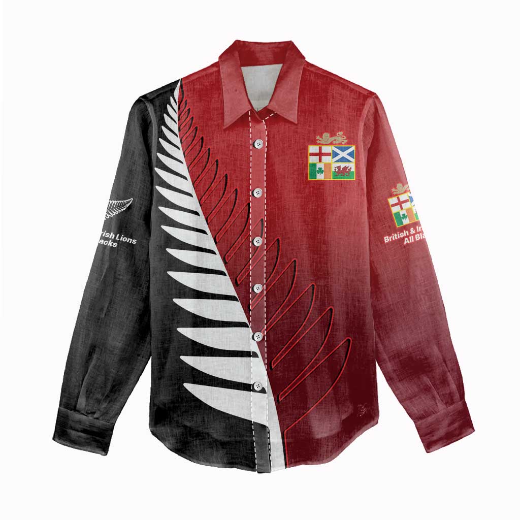 Custom British Lions New Zealand Women Casual Shirt Half Black Fern