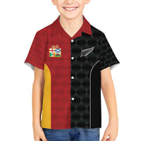 Custom British Lions New Zealand Family Matching Off Shoulder Short Dress and Hawaiian Shirt Sporty Style LT9 Son's Shirt Black - Polynesian Pride