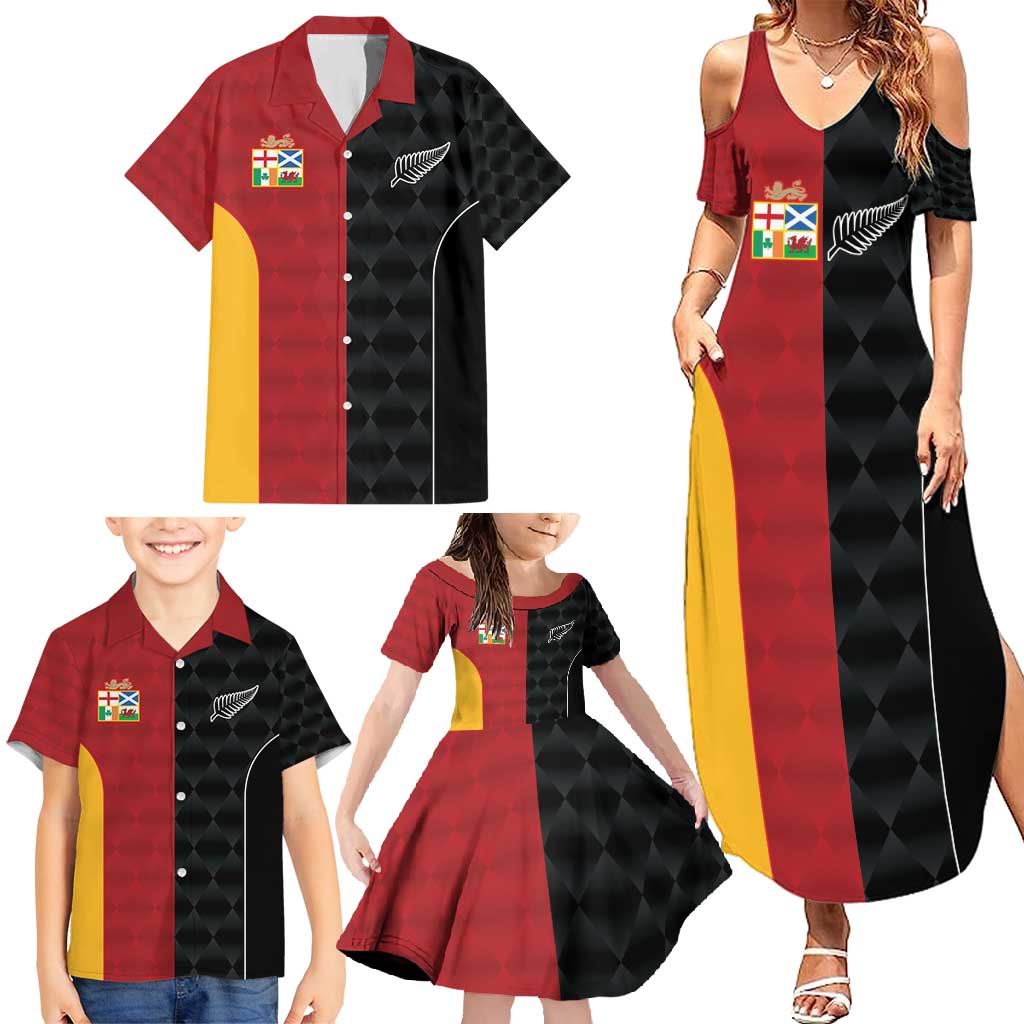 Custom British Lions New Zealand Family Matching Summer Maxi Dress and Hawaiian Shirt Sporty Style LT9 - Polynesian Pride