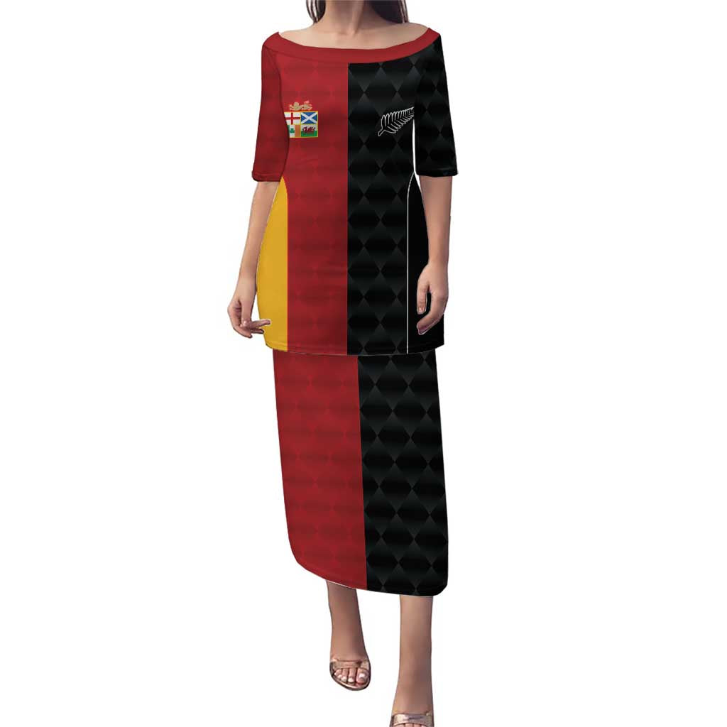 Custom British Lions New Zealand Puletasi Sporty Style LT9 Long Dress Black - Polynesian Pride