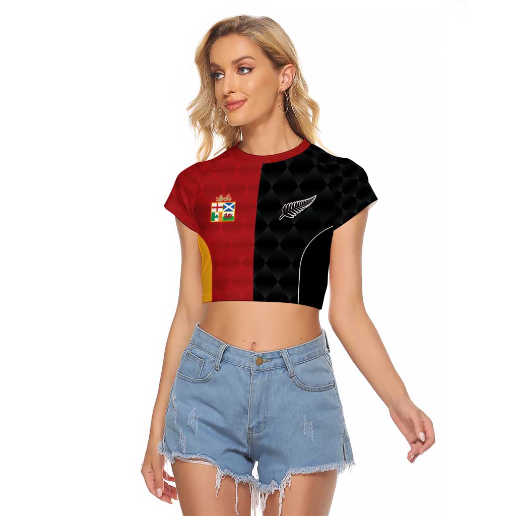 Custom British Lions New Zealand Raglan Cropped T Shirt Sporty Style