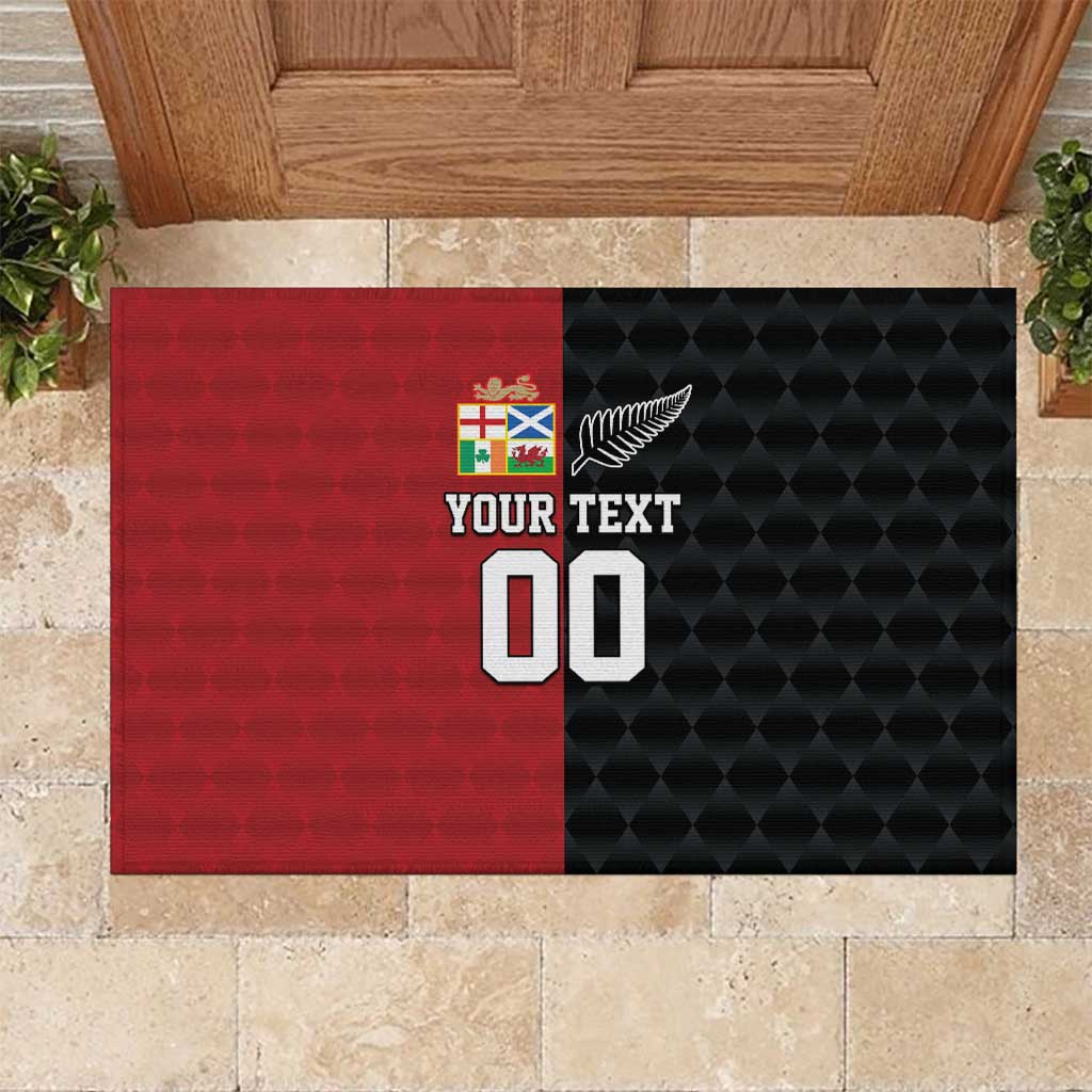 Custom British Lions New Zealand Rubber Doormat Sporty Style LT9 Black - Polynesian Pride