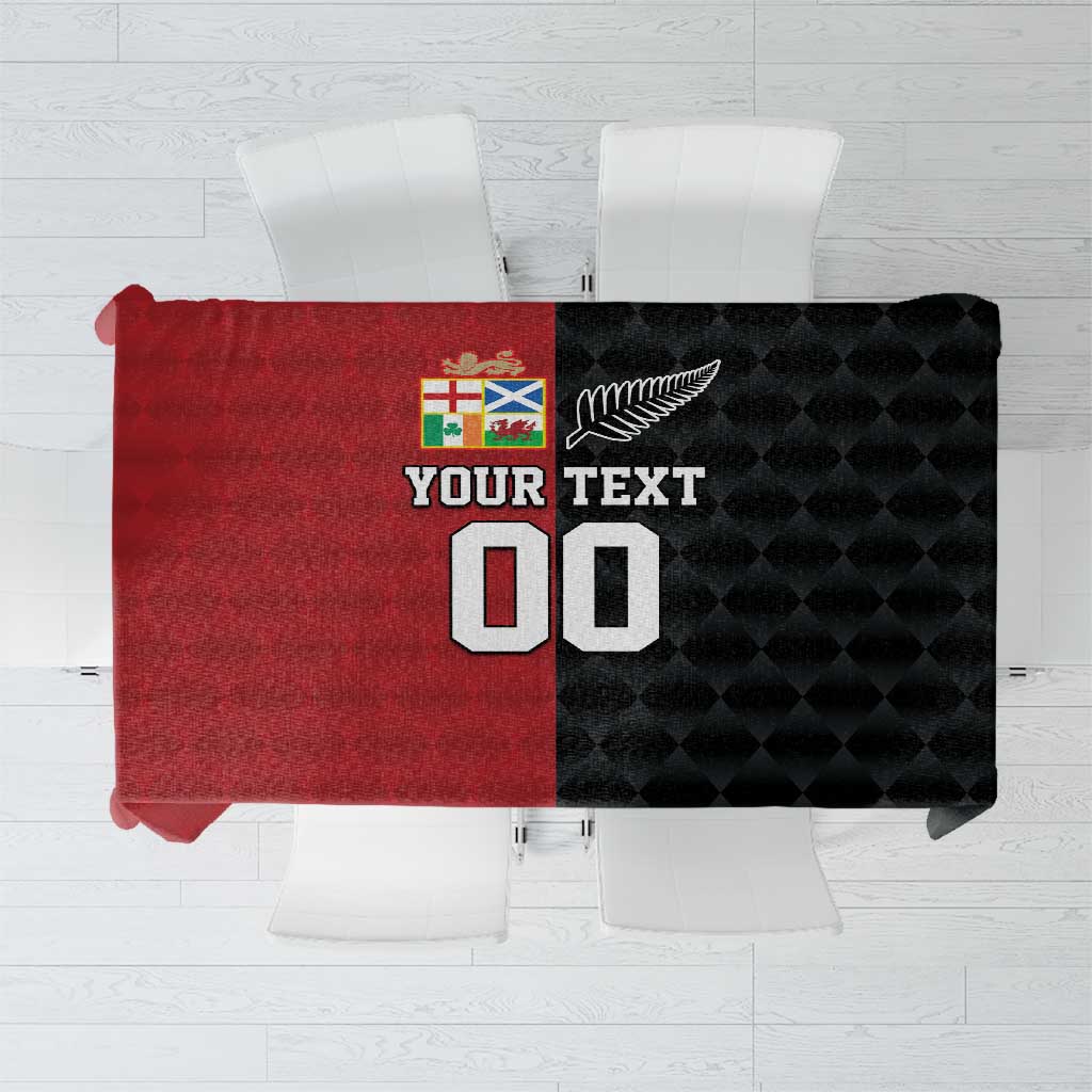 Custom British Lions New Zealand Tablecloth Sporty Style LT9 Black - Polynesian Pride