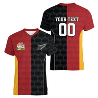 Custom British Lions New Zealand Women V-Neck T-Shirt Sporty Style