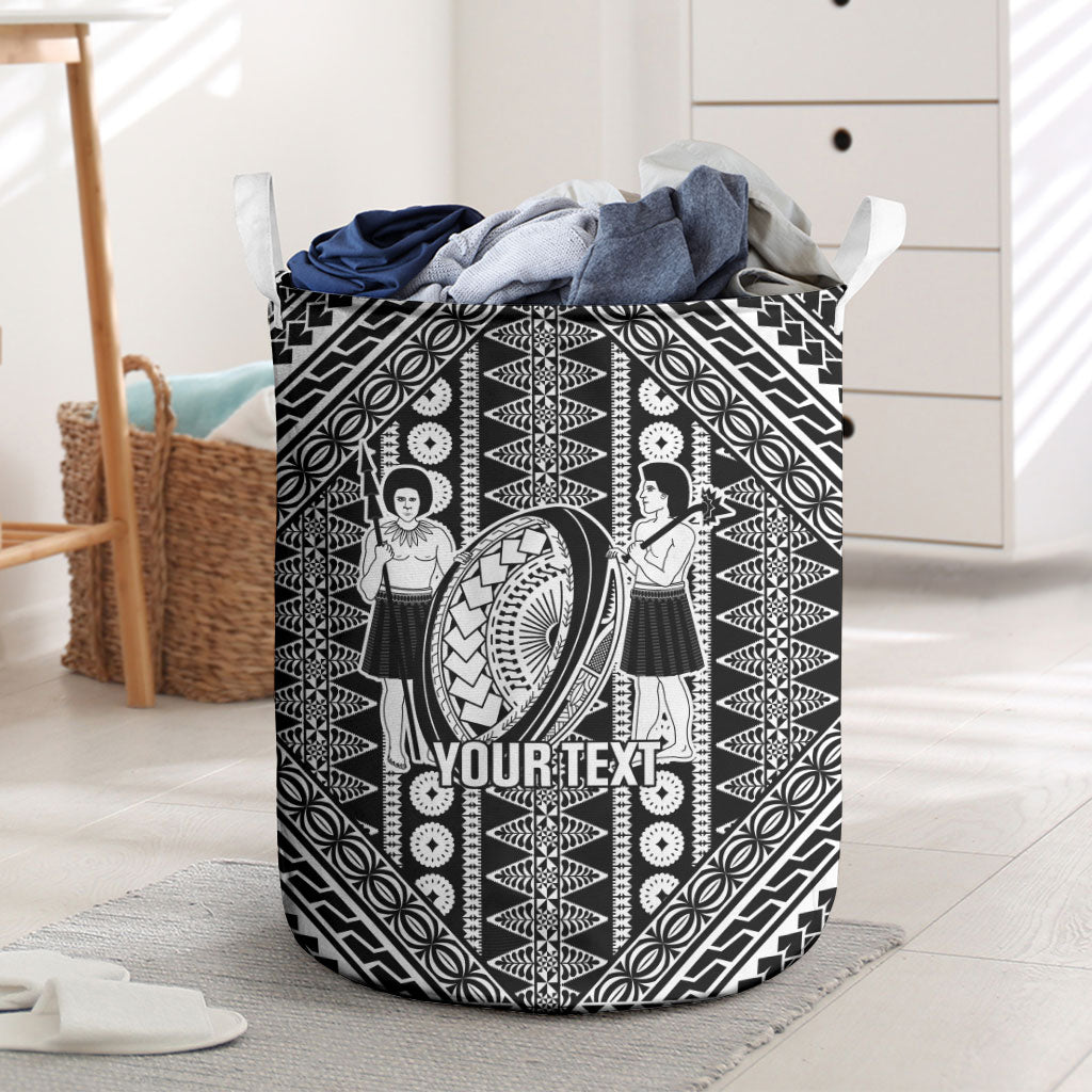 Fiji Custom Rugby National Heritage Laundry Basket Black Traditional Masi Inspired