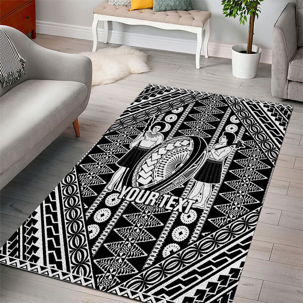 Fiji Custom Rugby National Heritage Area Rug Black Traditional Masi Inspired