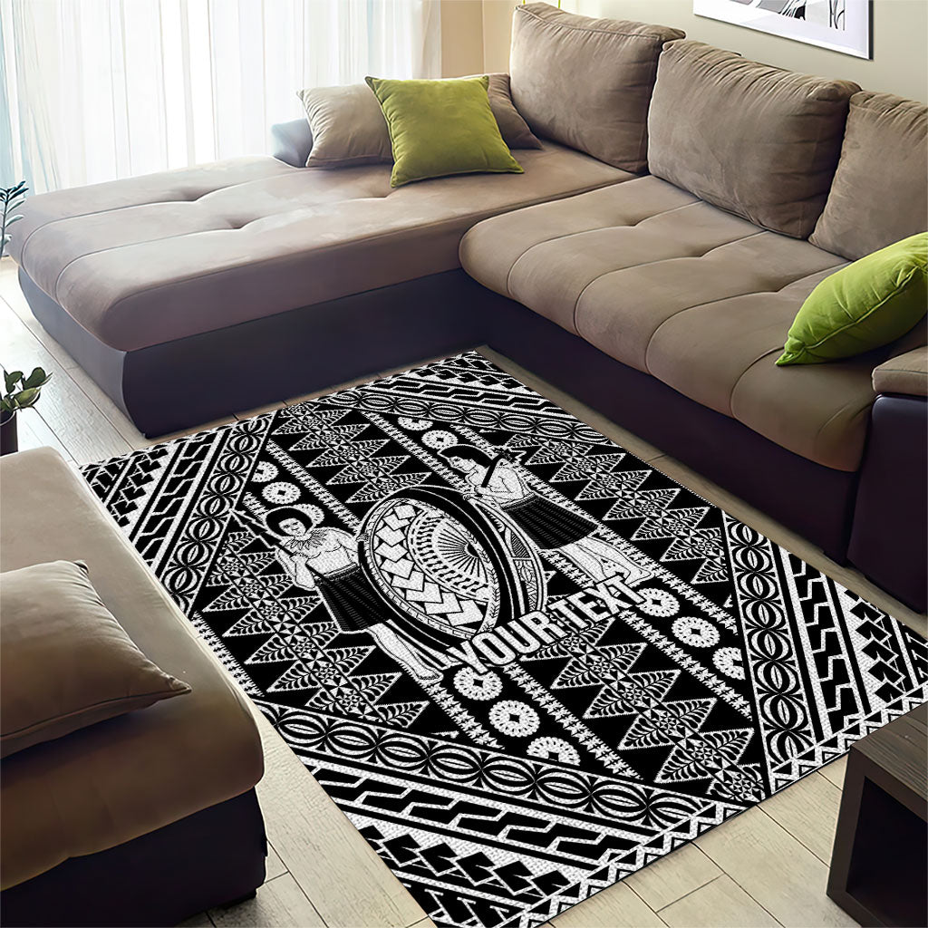 Fiji Custom Rugby National Heritage Area Rug Black Traditional Masi Inspired