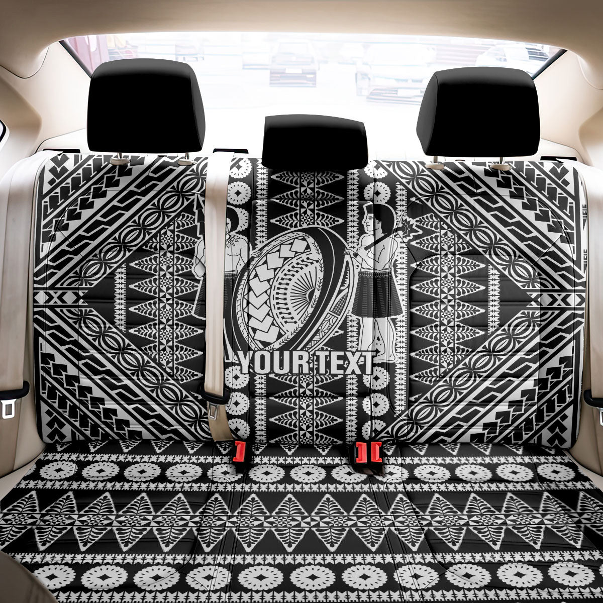 Fiji Custom Rugby National Heritage Back Car Seat Cover Black Traditional Masi Inspired
