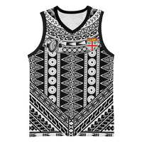 Fiji Custom Rugby National Heritage Basketball Jersey Black Traditional Masi Inspired