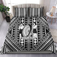 Fiji Custom Rugby National Heritage Bedding Set Black Traditional Masi Inspired