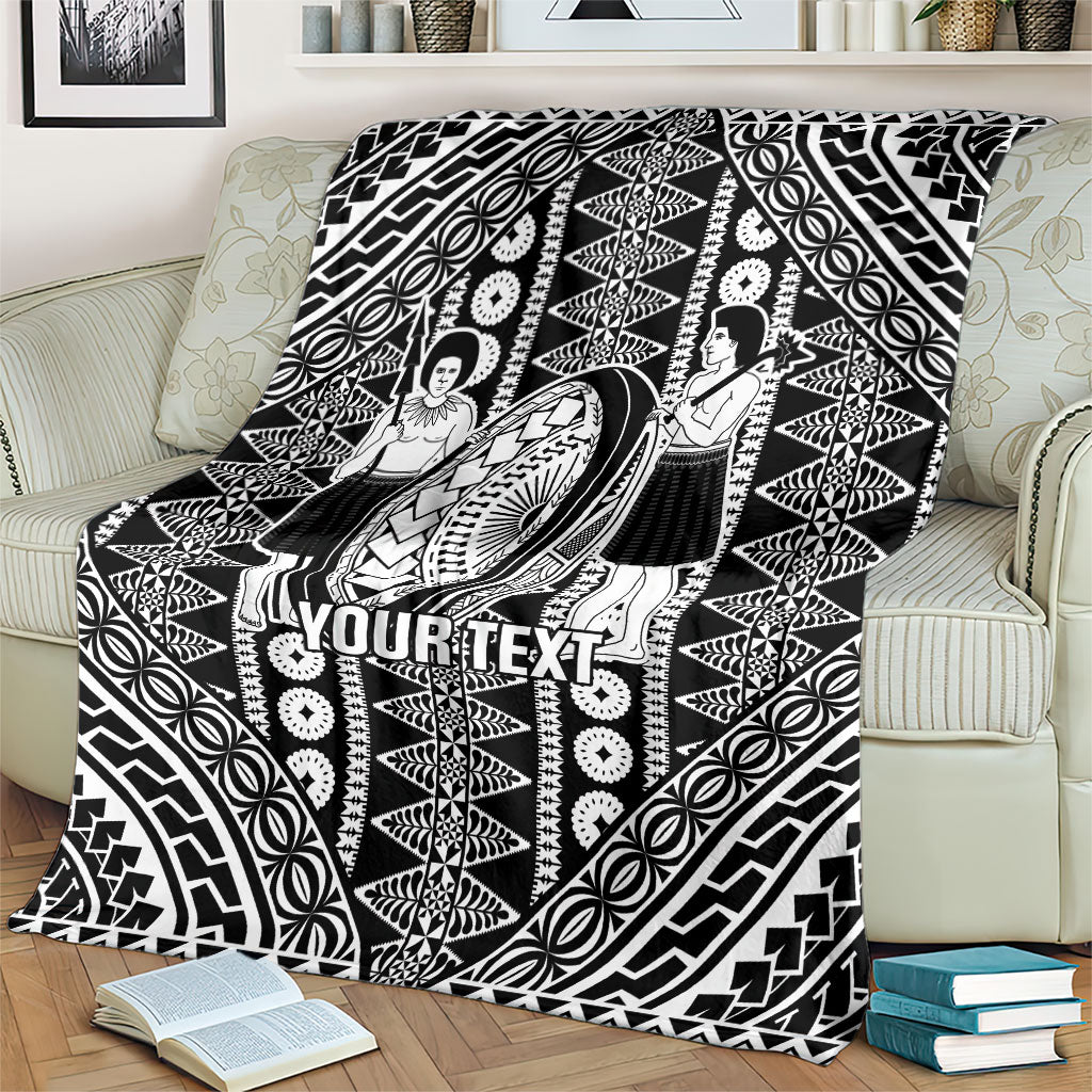 Fiji Custom Rugby National Heritage Blanket Black Traditional Masi Inspired