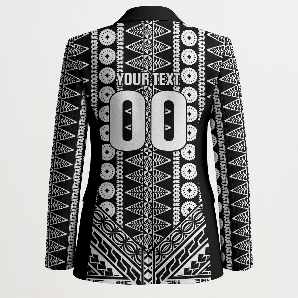 Fiji Custom Rugby National Heritage Blazer Black Traditional Masi Inspired