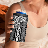 Fiji Custom Rugby National Heritage 4 in 1 Can Cooler Tumbler Black Traditional Masi Inspired