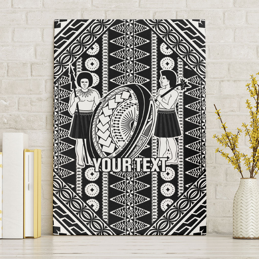 Fiji Custom Rugby National Heritage Canvas Wall Art Black Traditional Masi Inspired