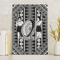 Fiji Custom Rugby National Heritage Canvas Wall Art Black Traditional Masi Inspired