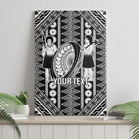 Fiji Custom Rugby National Heritage Canvas Wall Art Black Traditional Masi Inspired